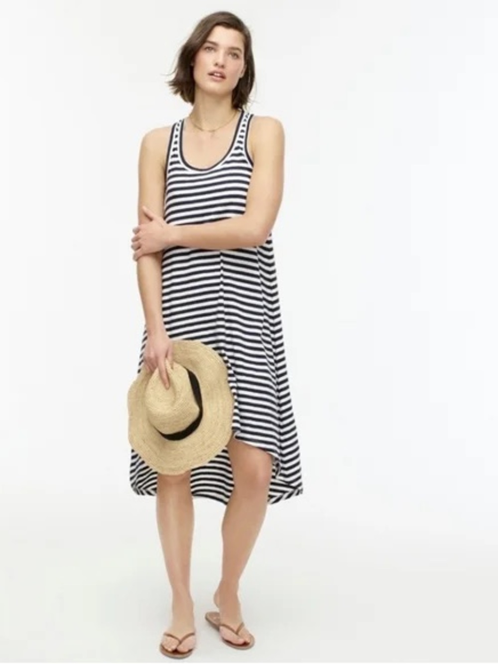 J. Crew Navy and White Striped Tank Dress